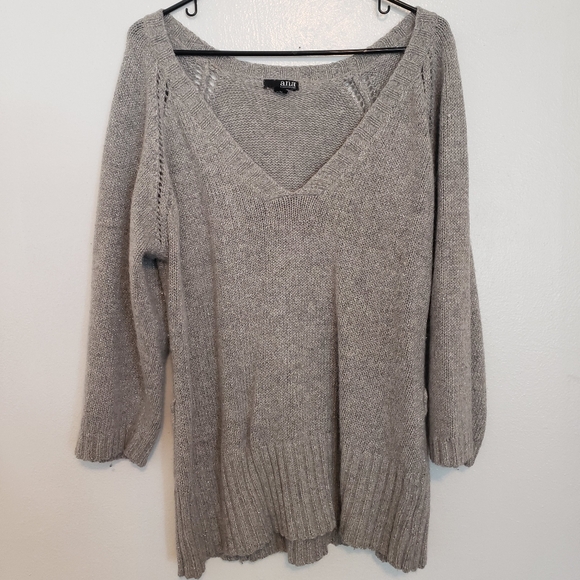 a.n.a Sweaters - A.n.a V-neck Sparkle Silver Sweater